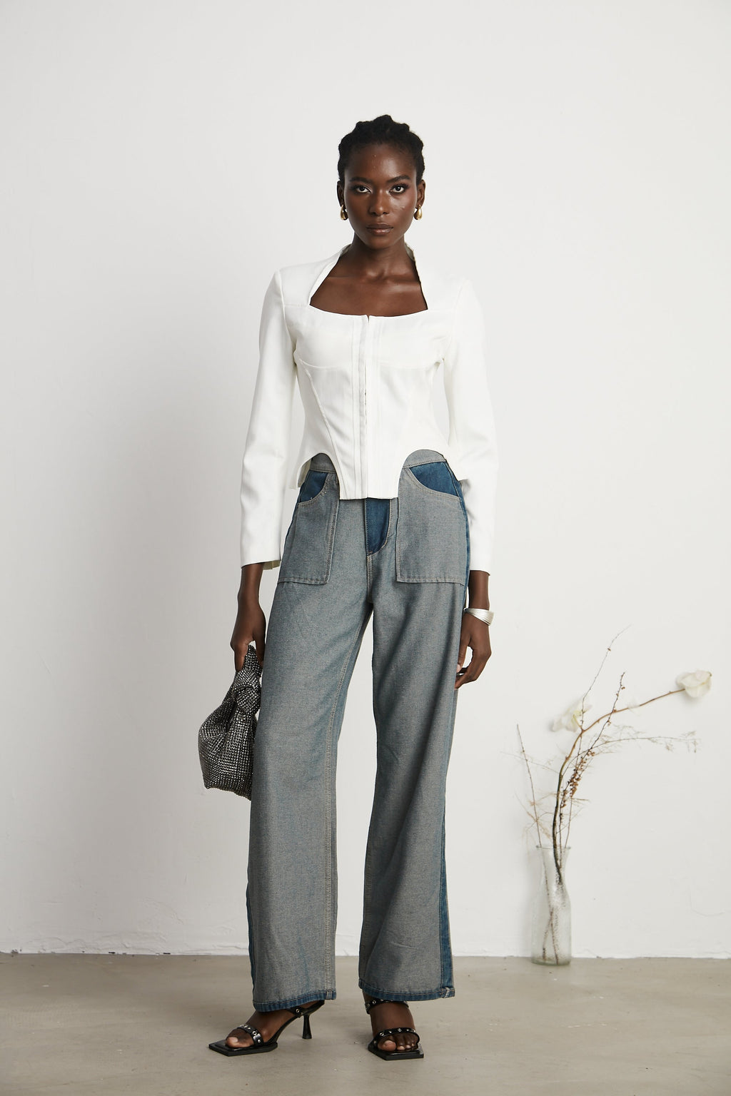 Clothilde Geniş Paça Panelli Jean Pantolon