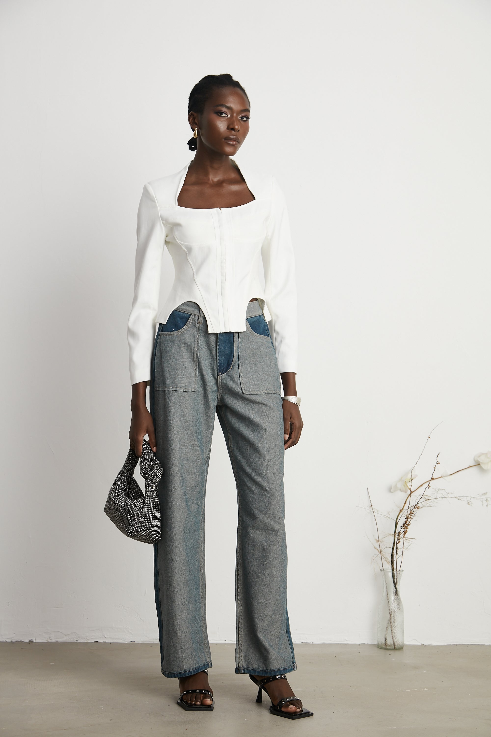 Clothilde Geniş Paça Panelli Jean Pantolon