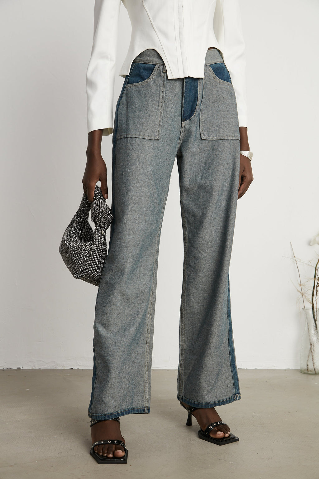 Clothilde Geniş Paça Panelli Jean Pantolon