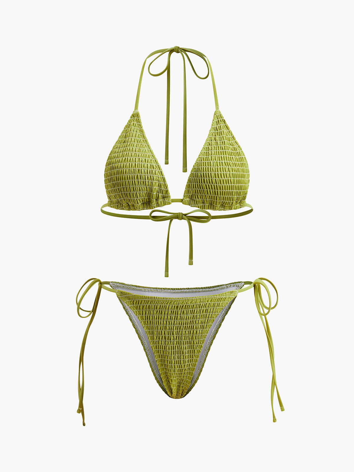 Bağcıklı Dokulu Üçgen Bikini